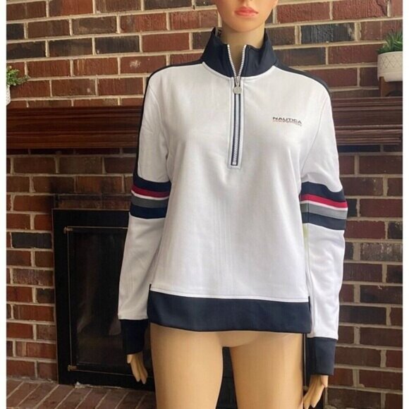 Nautica Competition Women’s Jacket White Size L switshirt Antimicrobial  Top New - Picture 1 of 14